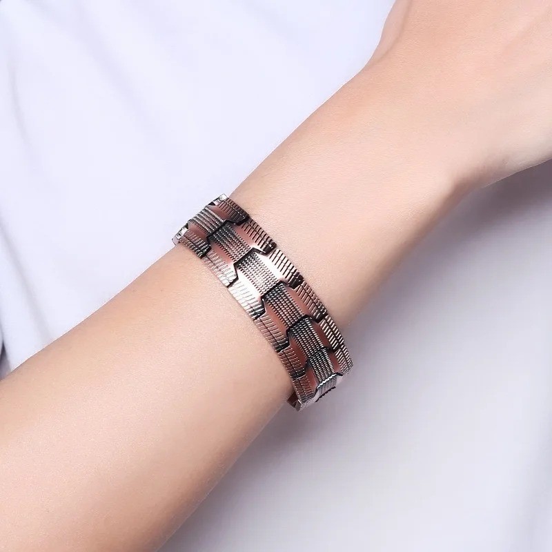 Copper Magnetic Bracelet for Men 3X Strength Magnets Adjustable with Sizing Tool