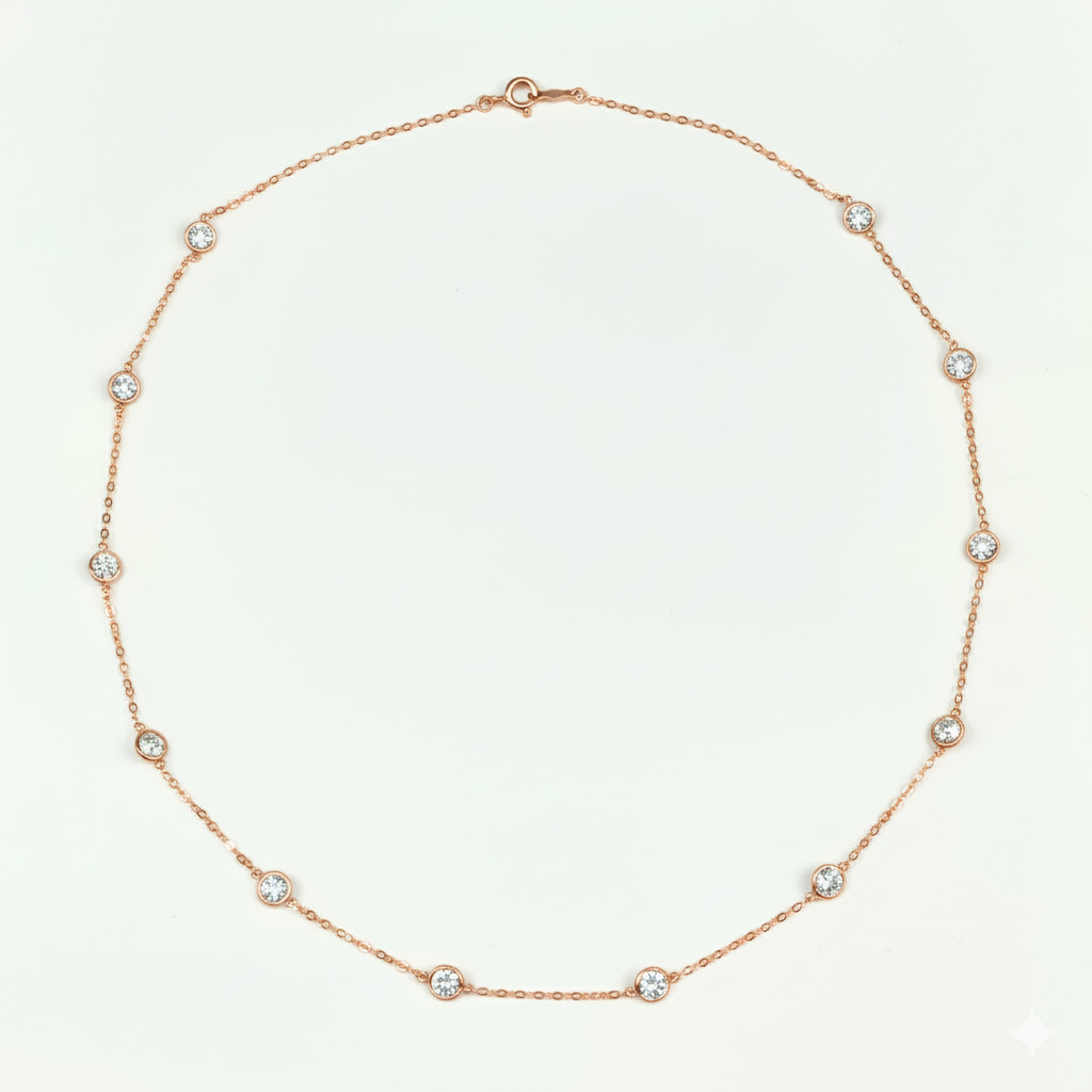 14k Gold Cubic Zirconia CZ by the yard 16” up to 42″ Necklace
