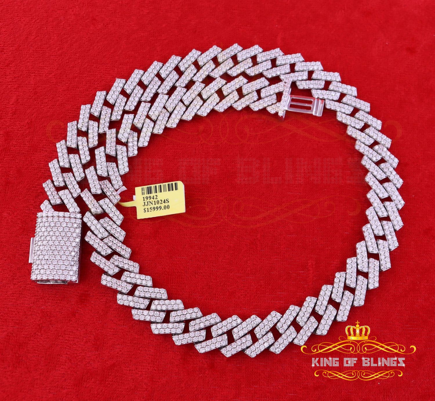 925 Silver 40ct Moissanite White Men’s Cuban Necklace SZ 20inch & 16mm Width