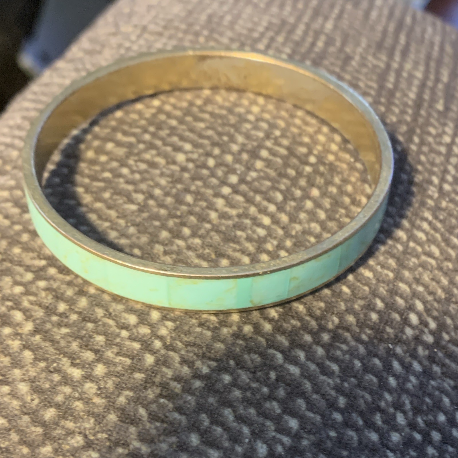 J.CREW Signed Gold Tone Turquoise Inlay Round Bangle Bracelet. 7 inches