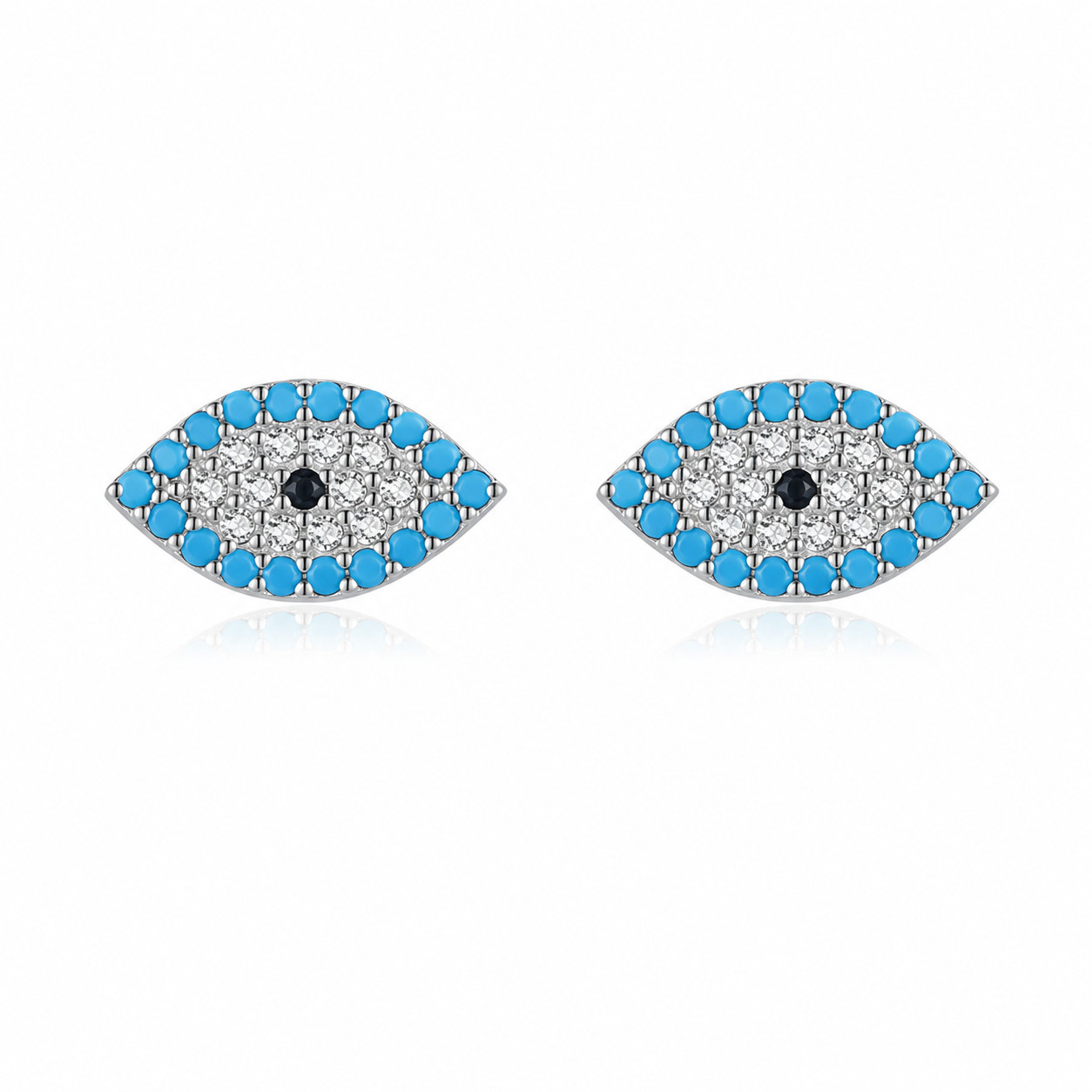 925 Sterling Silver Turquoise Evil Eye Stud Earrings Lucky Protection Gift