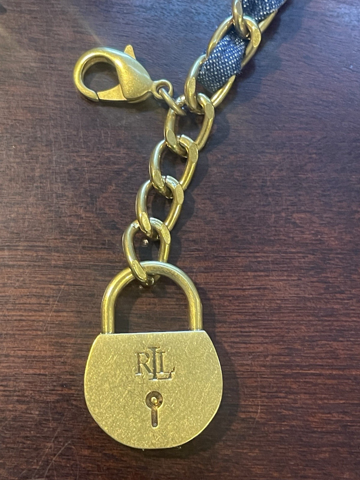 Ralph Lauren Padlock Gold Blue Bracelet, Bag Or Jeans Accessories NEW