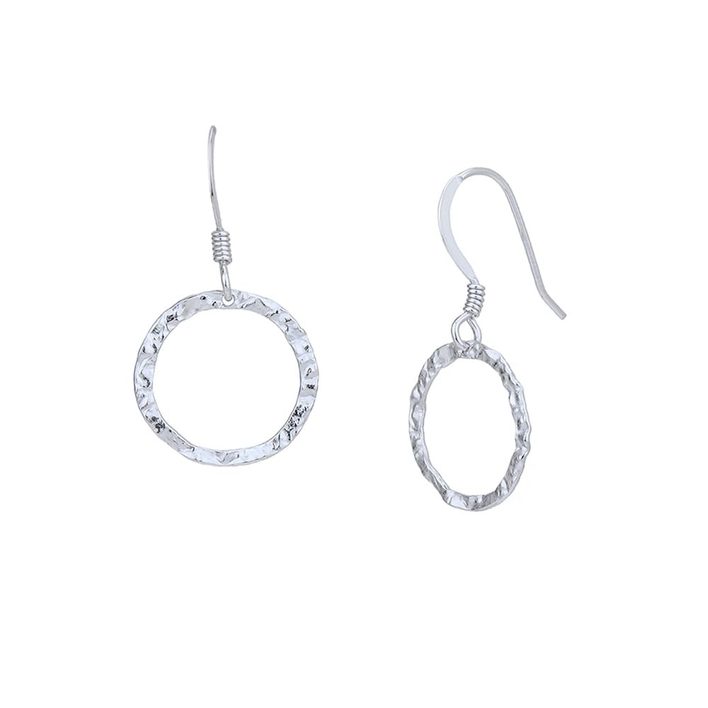 Sterling Silver Jewelry – Rhodium Plated with 925 Stamp – Textured Circle Ear…