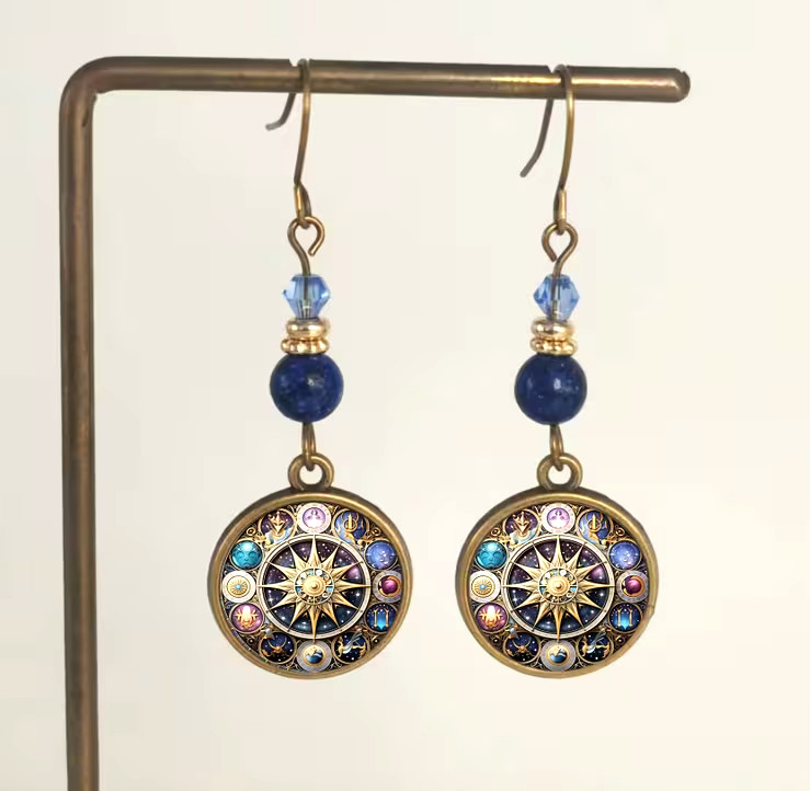 New Celestial Zinc Alloy and Glass Dangle Earrings