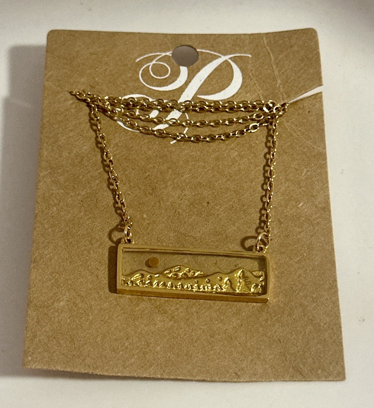 Plunder Designs Gold Tone Necklace CLIMB YOUR MOUNTAIN – MOUNTAIN-SCAPE 20”