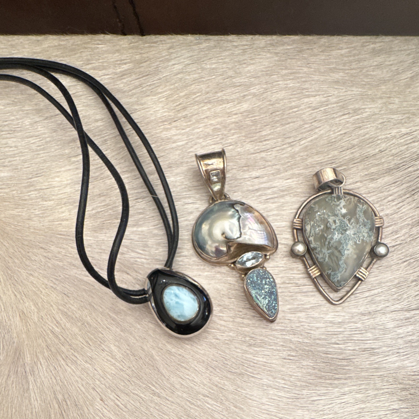 Silver and Turquoise Pendents