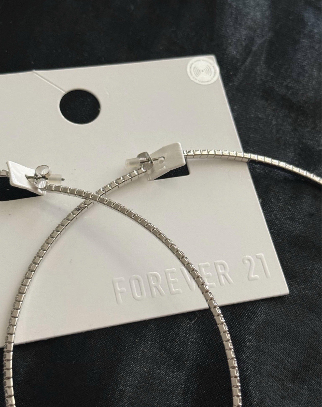 Forever 21 Large Silver Tone Round Hoop Earrings, Metal, Butterfly Closure