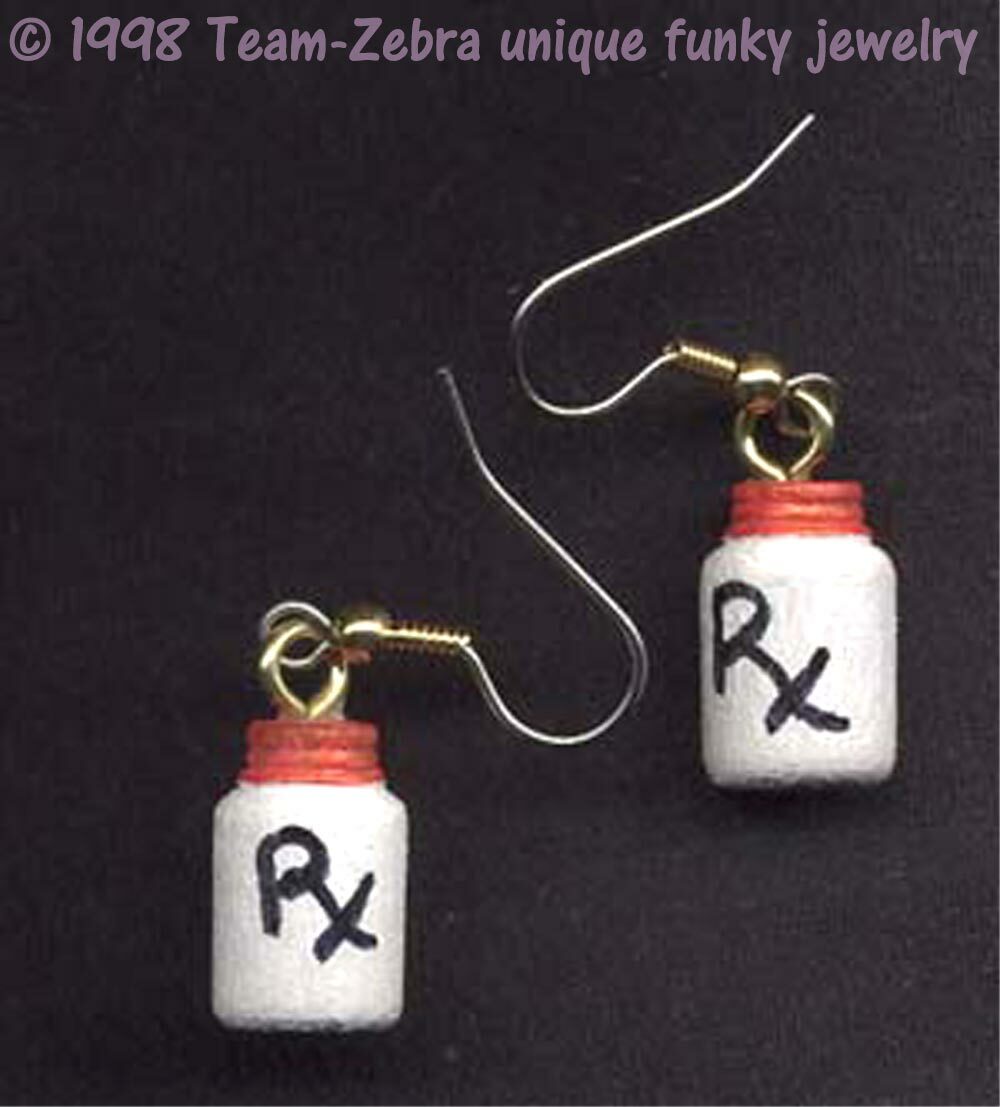 Mini Rx MEDICINE PILL ASPIRIN BOTTLE EARRINGS Nurse Doctor Medical Charm Jewelry