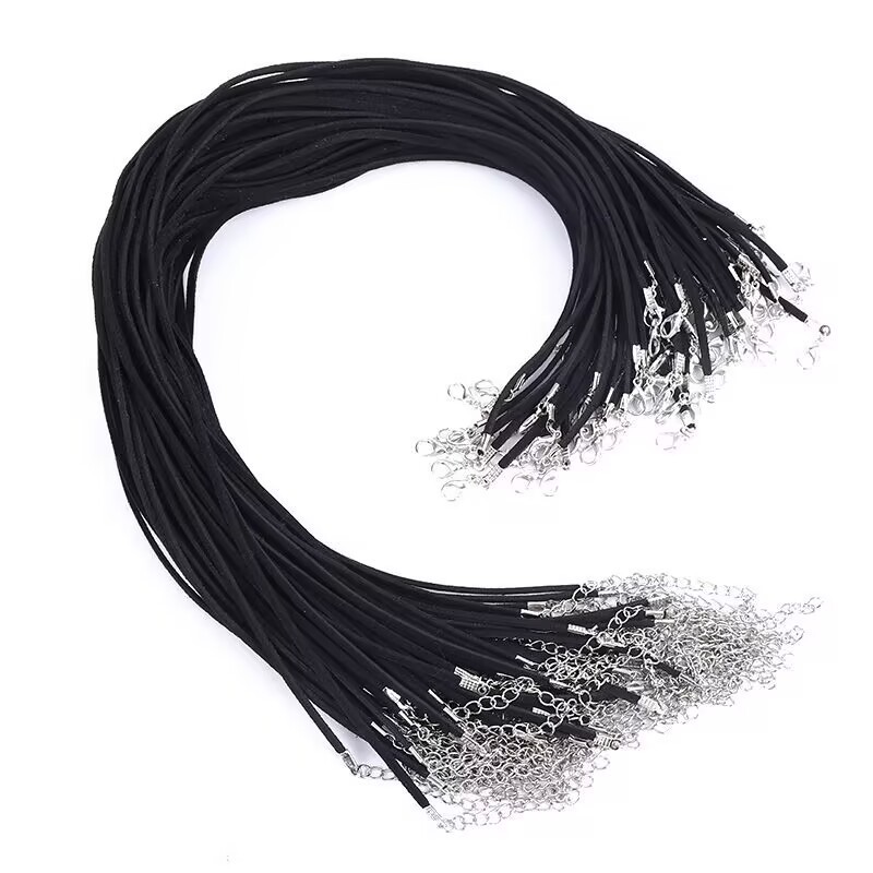 25 Black Faux Suede Cord String Necklace Lobster Clasp 17″ Fit DIY Pendant