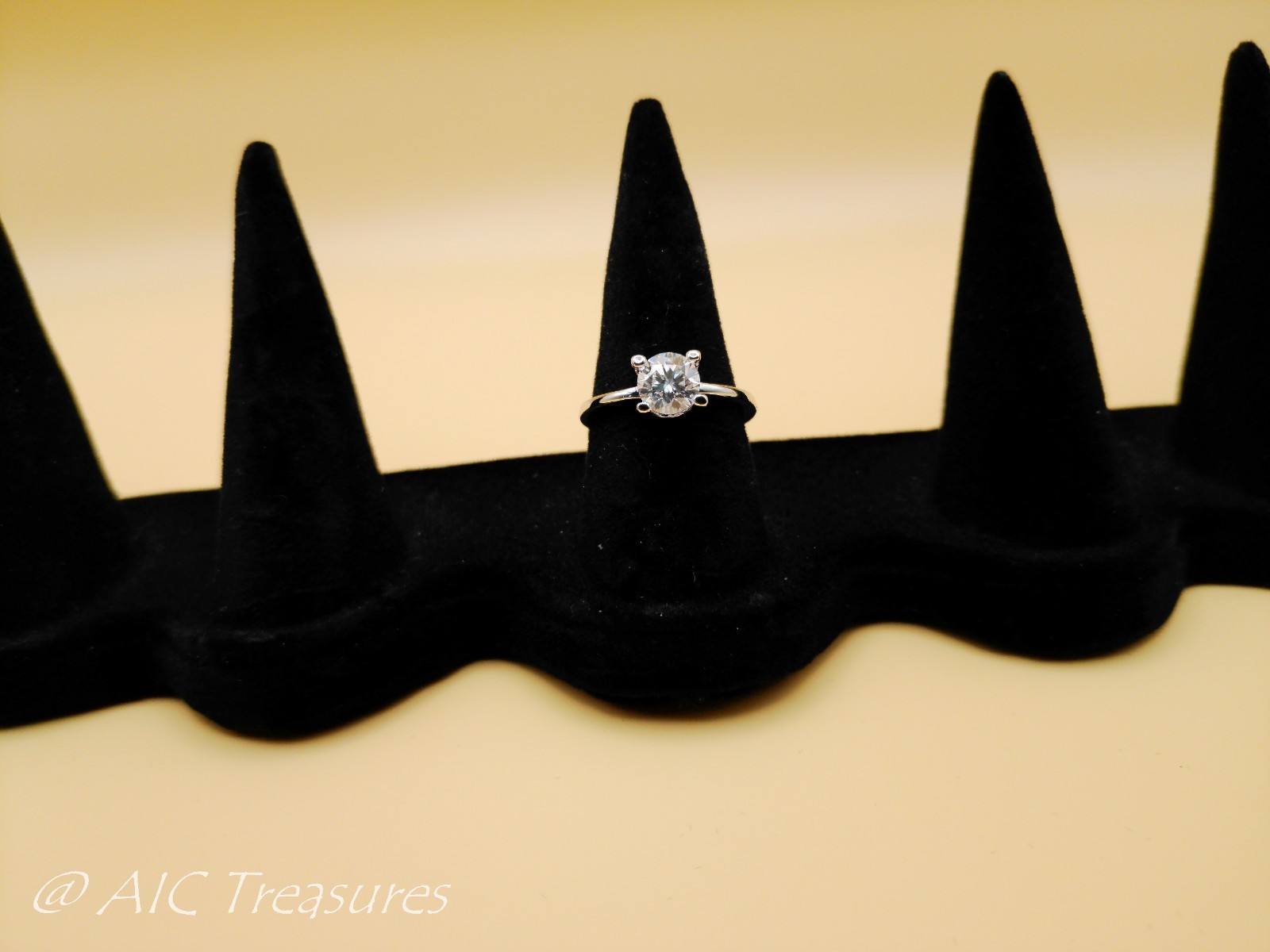 14K Gold Over Silver Moissanite Solitaire Ring Size 7 D Color GRA Certified