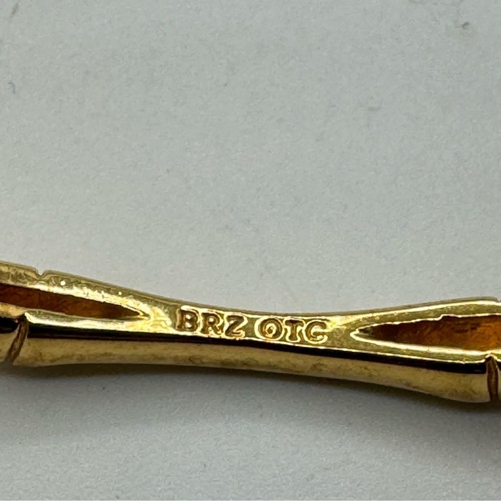 Thailand Gold-Tone Bamboo Link Bracelet Signed BRZ OTC