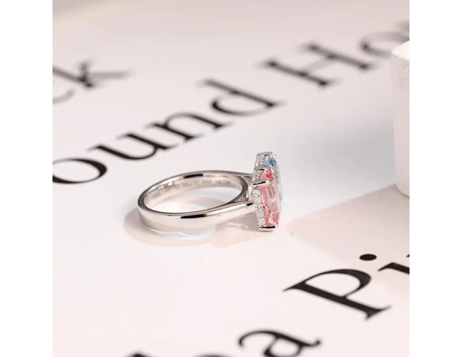 Toi Et Moi Lab Grown Morganite & Aquamarine With 925 Sterling Silver Women Ring