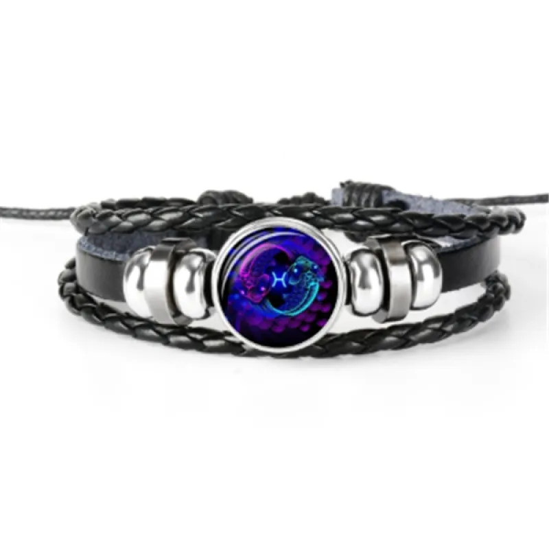 12 Zodiac Constellation Bracelet Luminous Braided Adjustable Men Women Kids