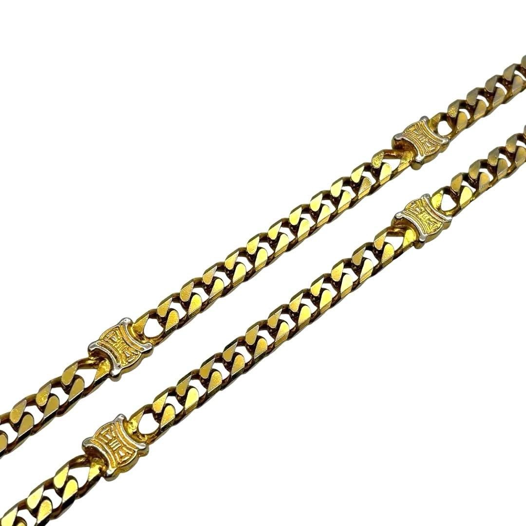 CELINE Triomphe Link Chain Necklace Gold-tone Length: 27.6 in. Vintage