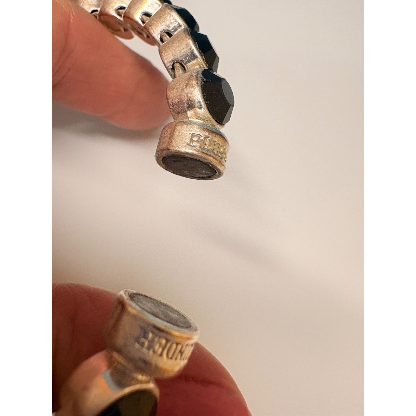 Plunder Design Black Crystal Magnetic Bracelet Antiqued Silver Tone 7.25 Inch