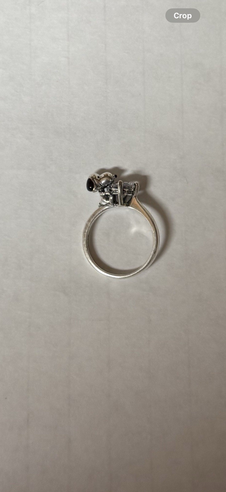 V257 S925 STERLING SILVER SNOOPY CZ STONE RING SZ7