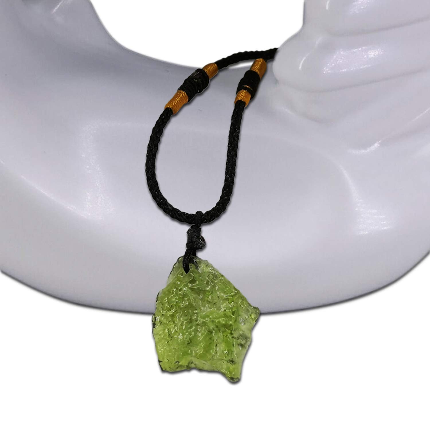 Moldavite Necklace for Men & Women, Handmade Irregular Stone Pendant