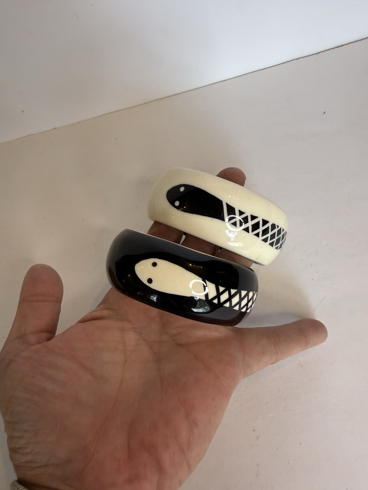 Vintage Black And White Bangles Snake Image 90’s