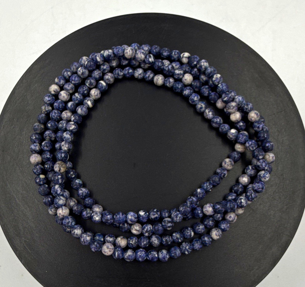 Blue White Round Stone Beaded Strand Necklace Ball/Beads 2 strands