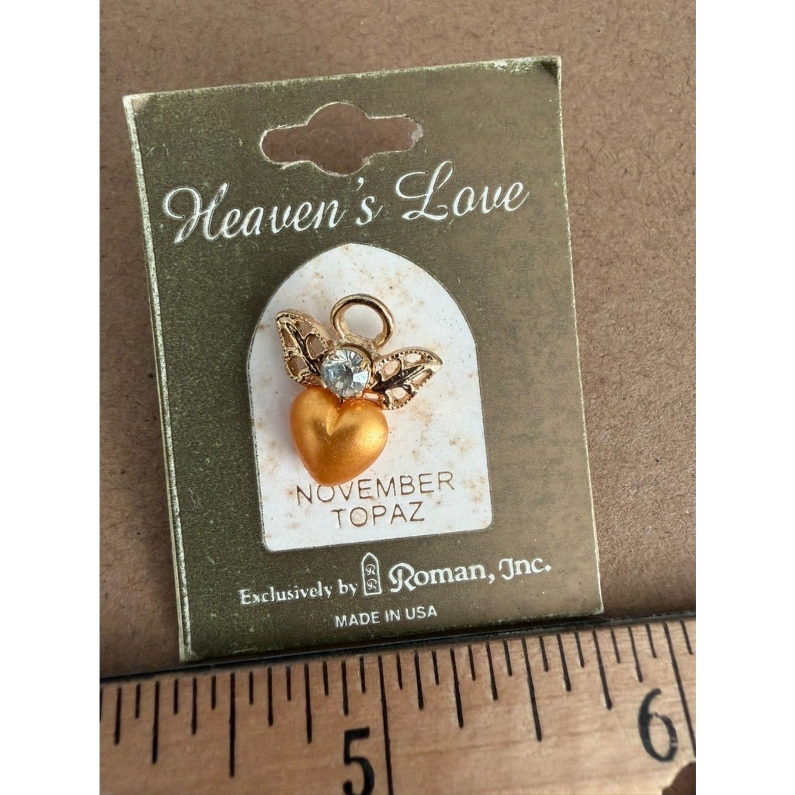 Heavens love november topaz angle heart pin by Roman inc