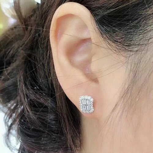 Romantic Cubic Zircon Jewelry Women Silver Plated Stud Earring Gift A Pair