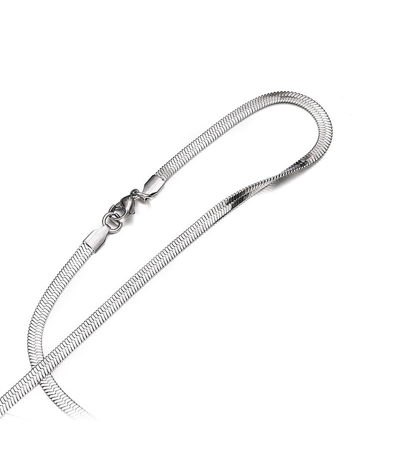 Flat Snake Chain Necklace Silver Titanium Thin Minimalist unisex Layering Choker