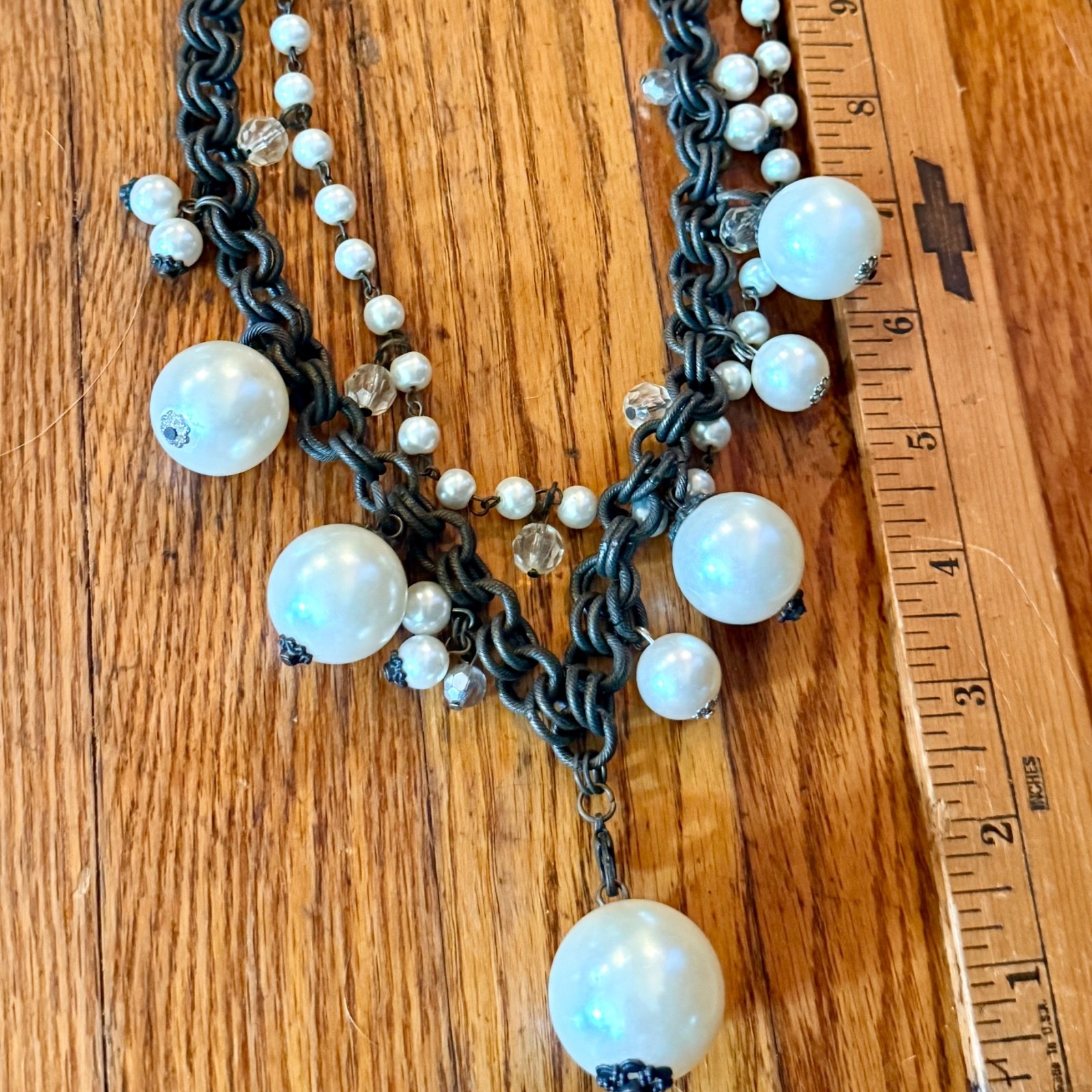 Plunder Design Multi-Strand Pearl Statement Necklace with Toggle Clasp