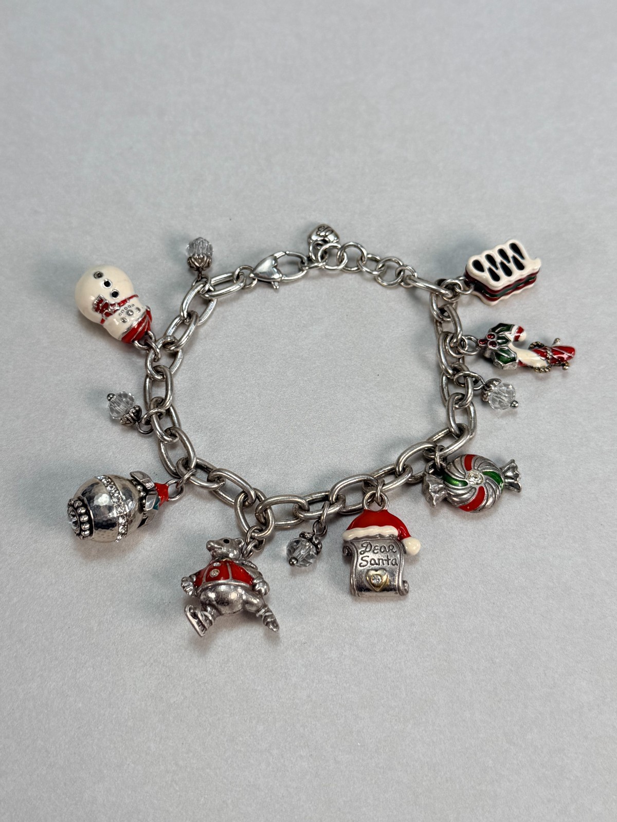 Brighton Christmas Charm Bracelet Silver Plated Santa Snowman Holiday