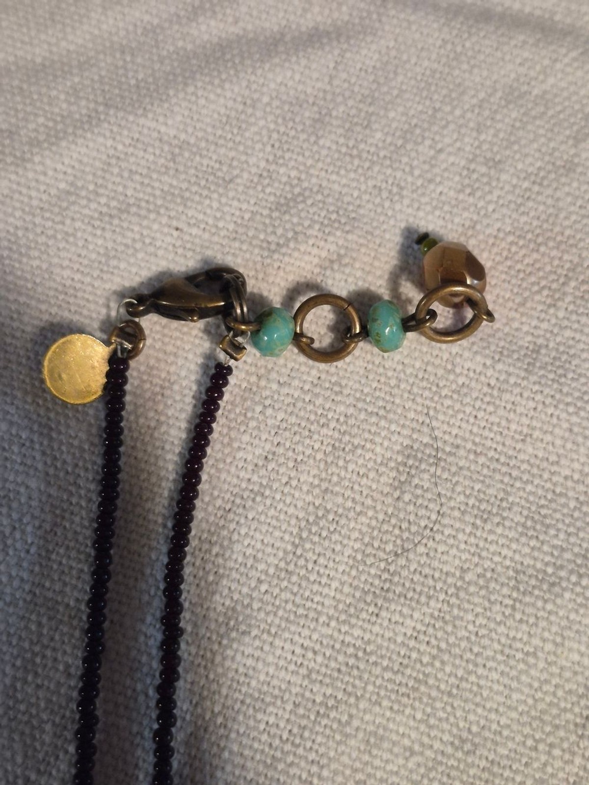 David Aubrey Vintage Inspired Beaded Bronze Filigree Drop Necklace