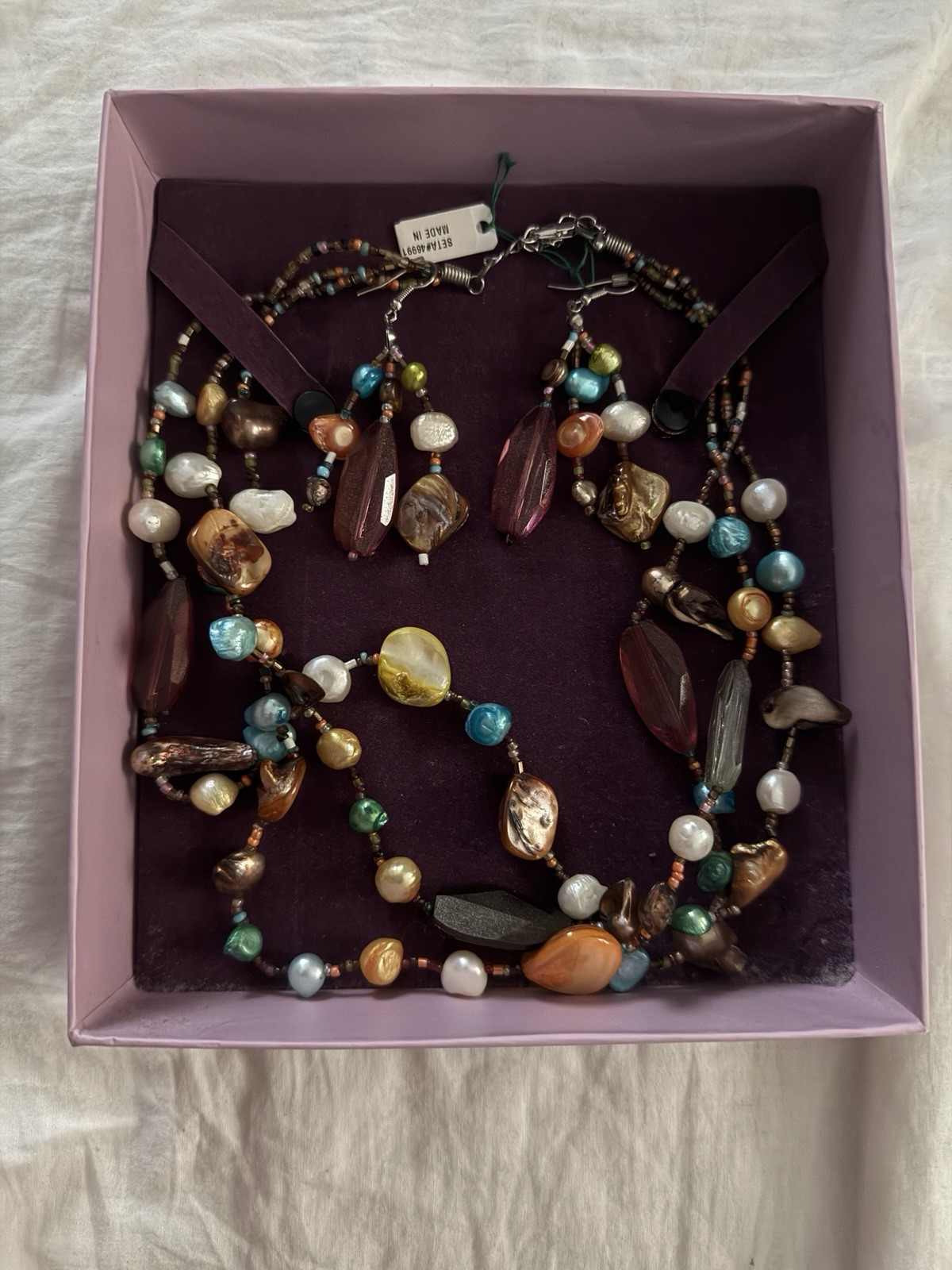 Palm Beach Jewelry Colorful Multi-strand Beaded Necklace And Earrings Set #46691