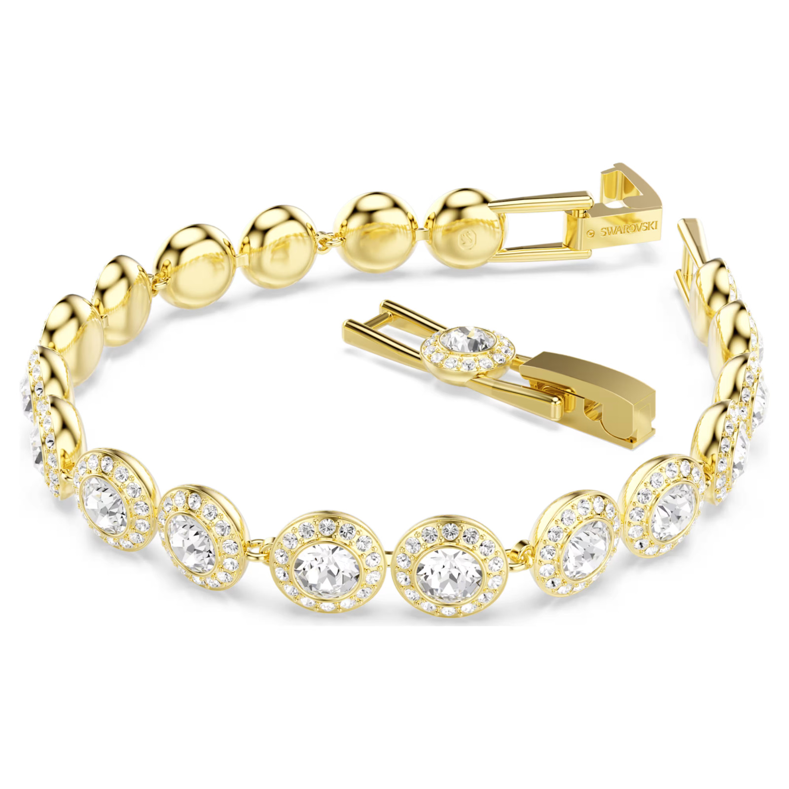 Swarovski-Una Angelic bracelet Round cut, Pavé, Medium, White, Gold-tone plated