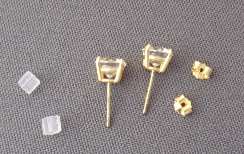 Sterling Silver Gold PL Stud Earrings Big 6.8 MM Sparkling CZ Stones Boxed JCM