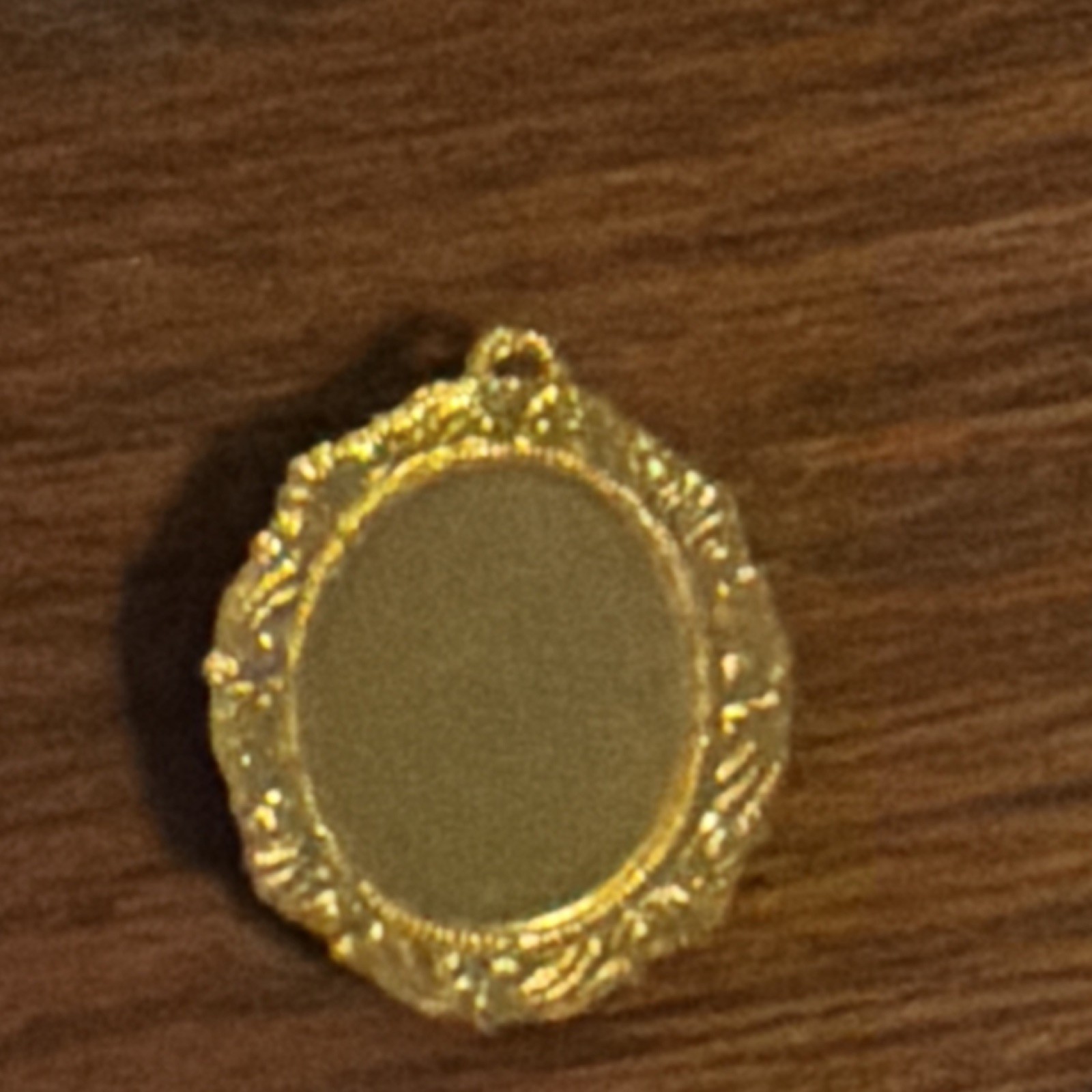Gold Tone Oval Black Cabochon Stone Bezel Charm Pendant with Bail