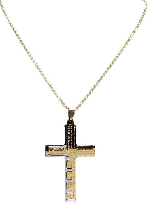 Gold Lord’s Prayer Cross Necklace Ships from USA Christian Gift