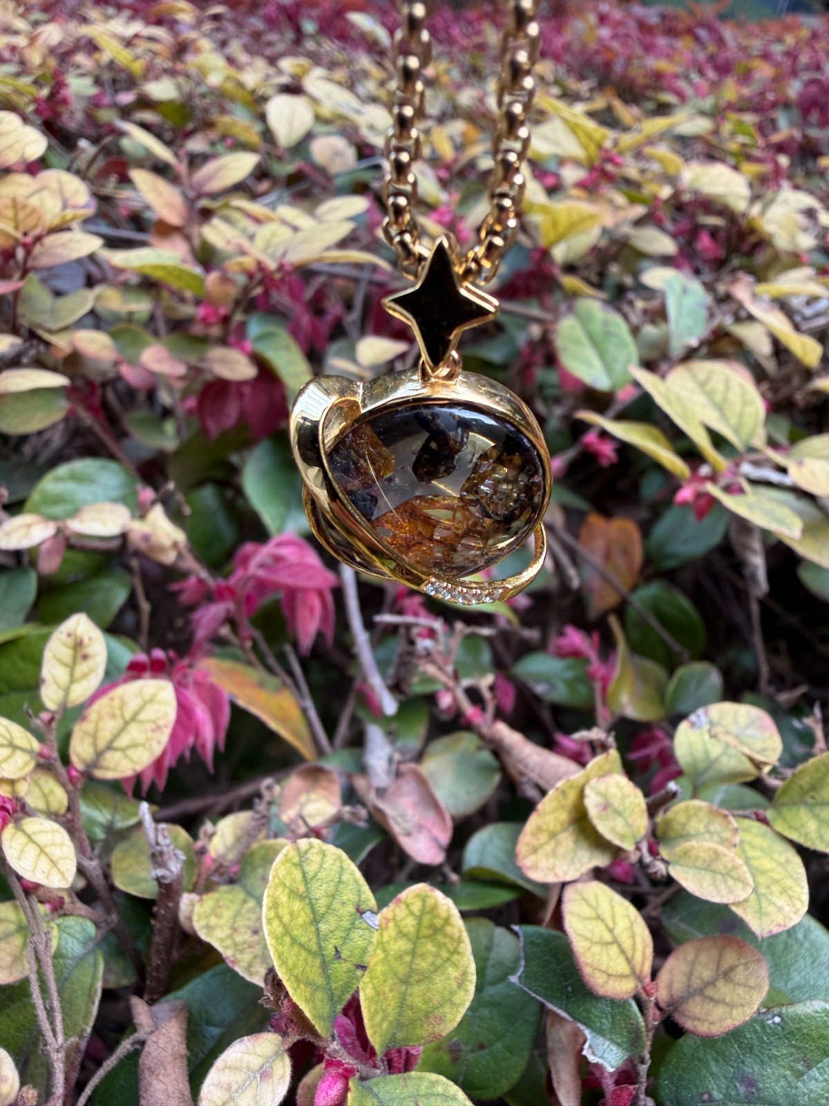 Natural Sericho Pallasite Meteorite Saturn Ring Pendant Space Gift Jewelry