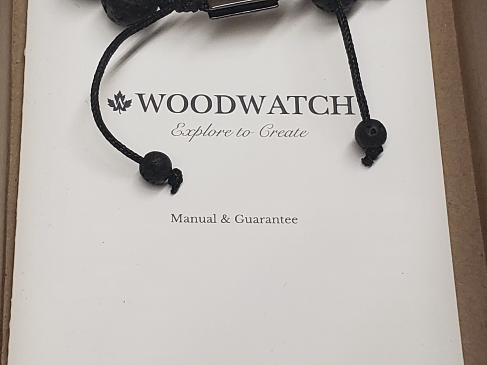 WoodWatch Cotton Beaded Rope Black/Brown Rosewood Agate Bracelet