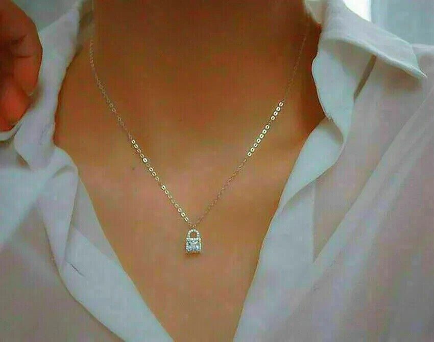 0.50 Ct Round Cut Simulated Diamond Women’s Lock Pendant 14K White Gold Plated