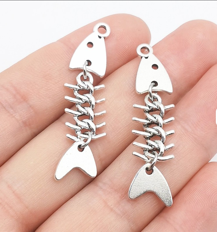 Fish Bone Stainles Steel Charm