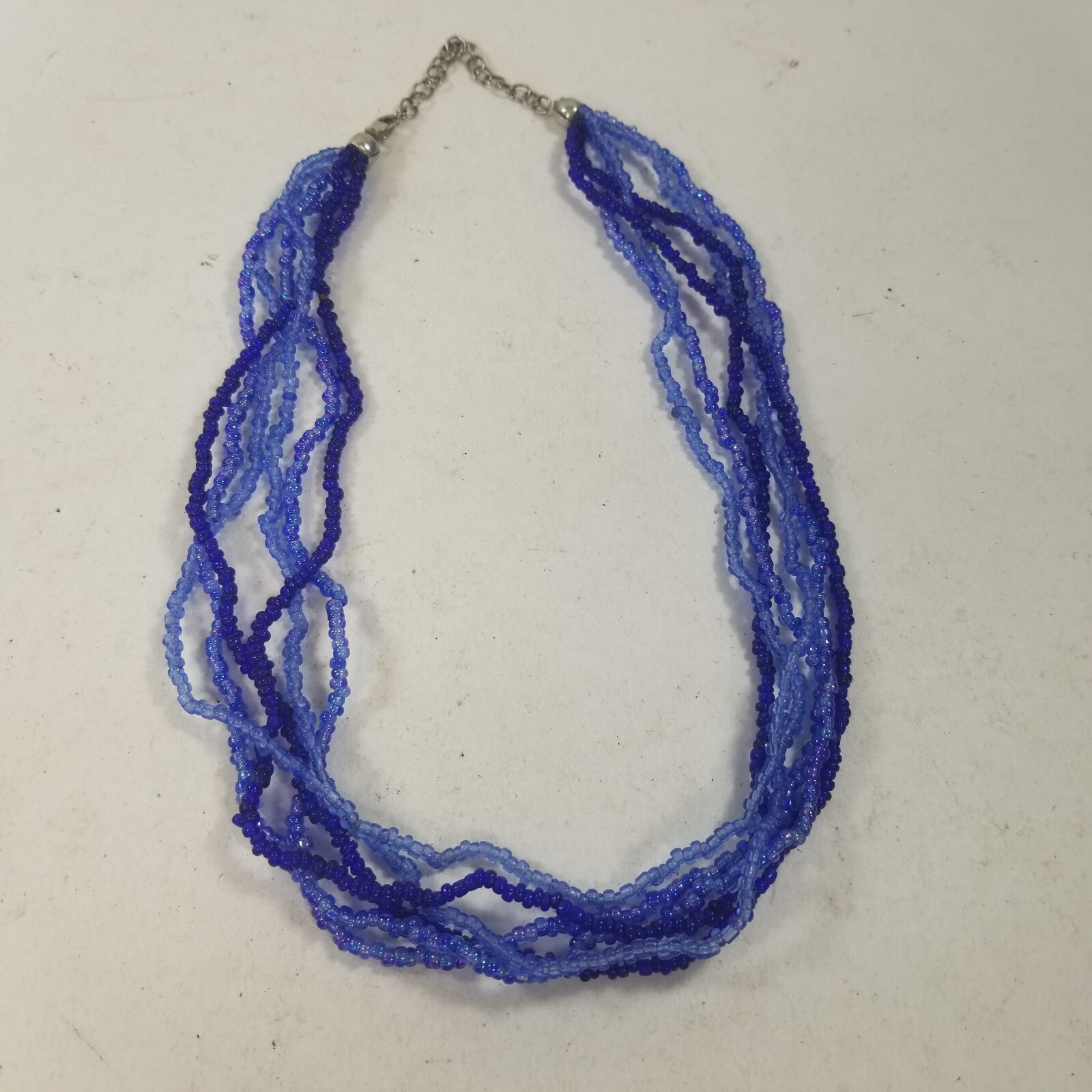 Blue Seed Beaded Multi Strand Layered Necklace for Women Jewelry Choker