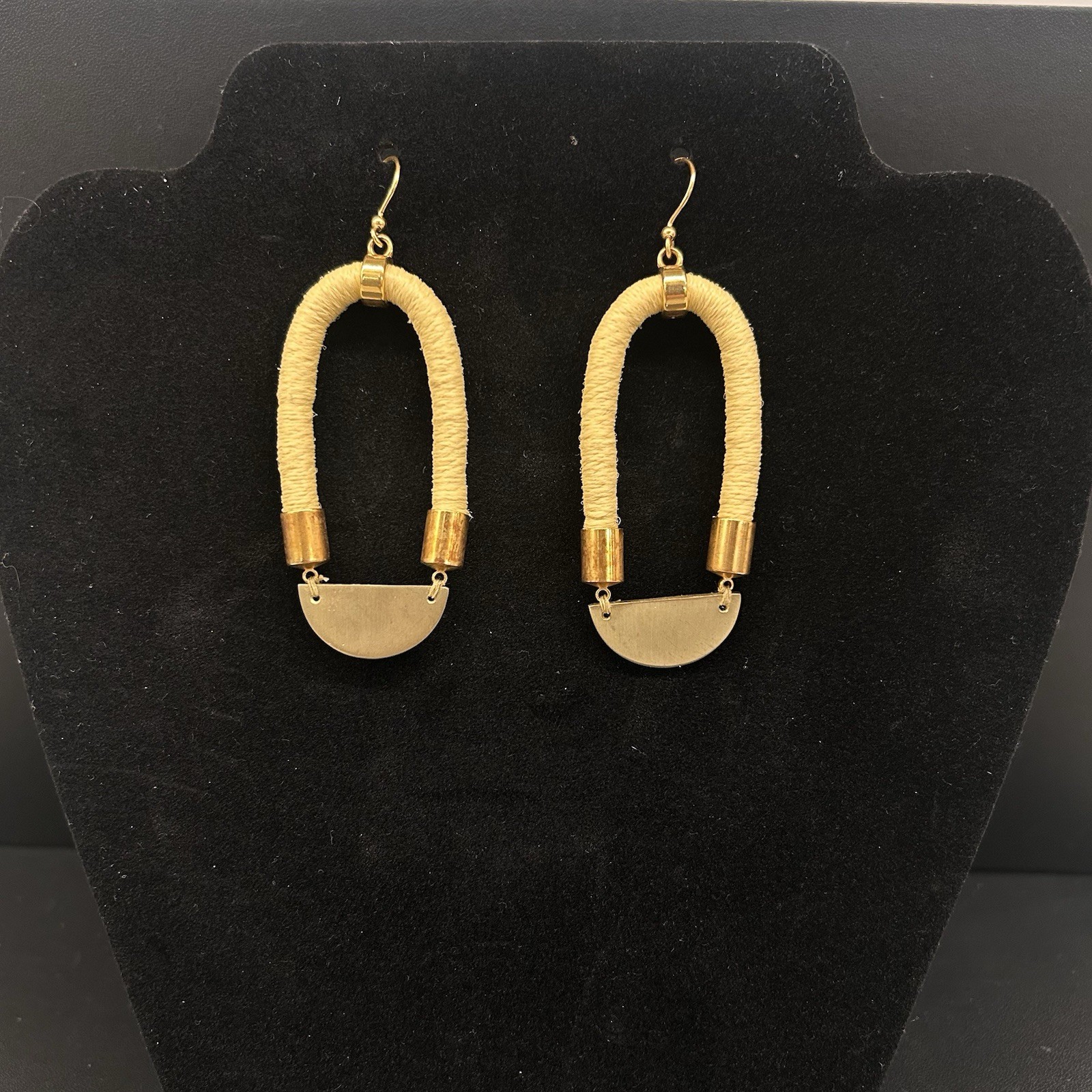 Sasha Handmade Elongated Dangle Drop Earrings In Pale Yellow