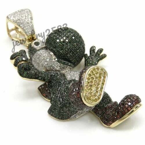 5.8Ct Multicolor Cubic Zirconia Men’s Happy Character Pendant 925 Silver