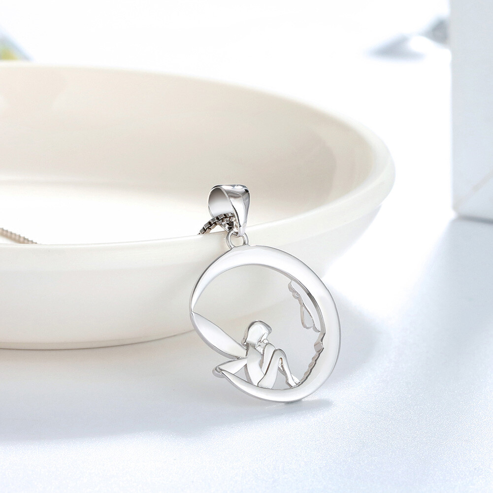 Fairy Moon Pendant Chain Necklace for Women Sterling Siver Ginger Lyne Collec…