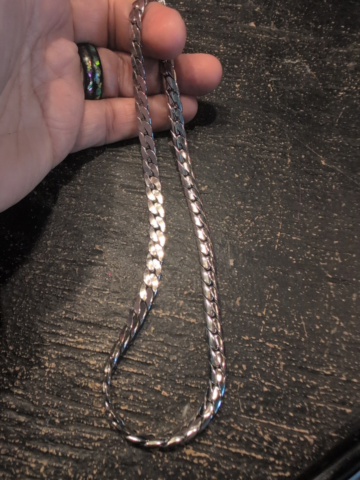 Authentic Christian Dior Silver Tone Chain Pendant Necklace CD
