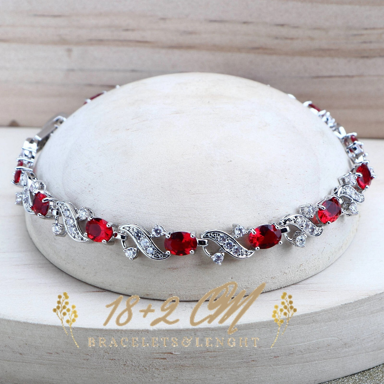925 Silver CZ Red Garnet Ring Earrings Bracelet Pendant Necklace Set