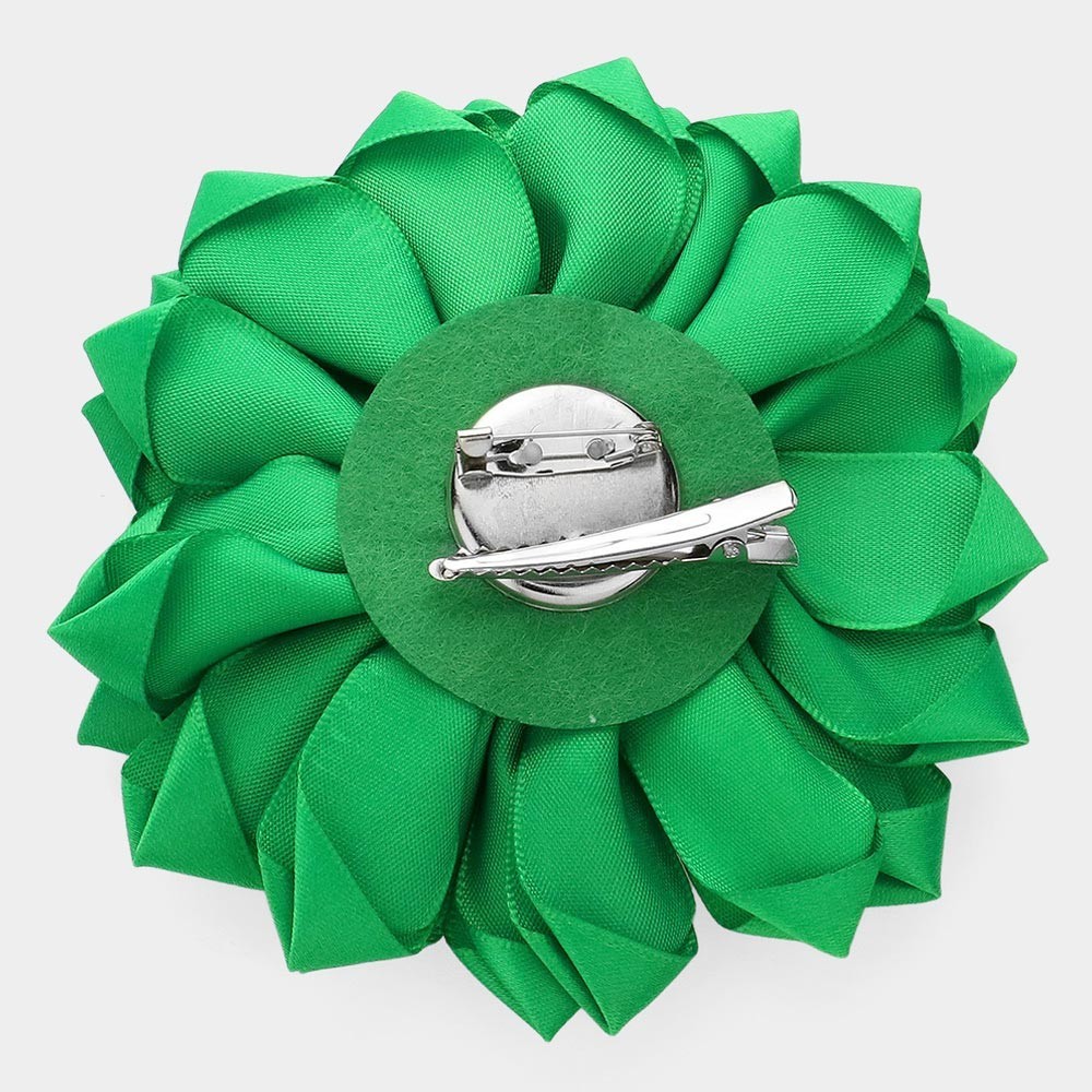 2pcs Pearl Flower Ribbon Brooch Hair Clip Dual Pin Corsage Lapel Floral Set