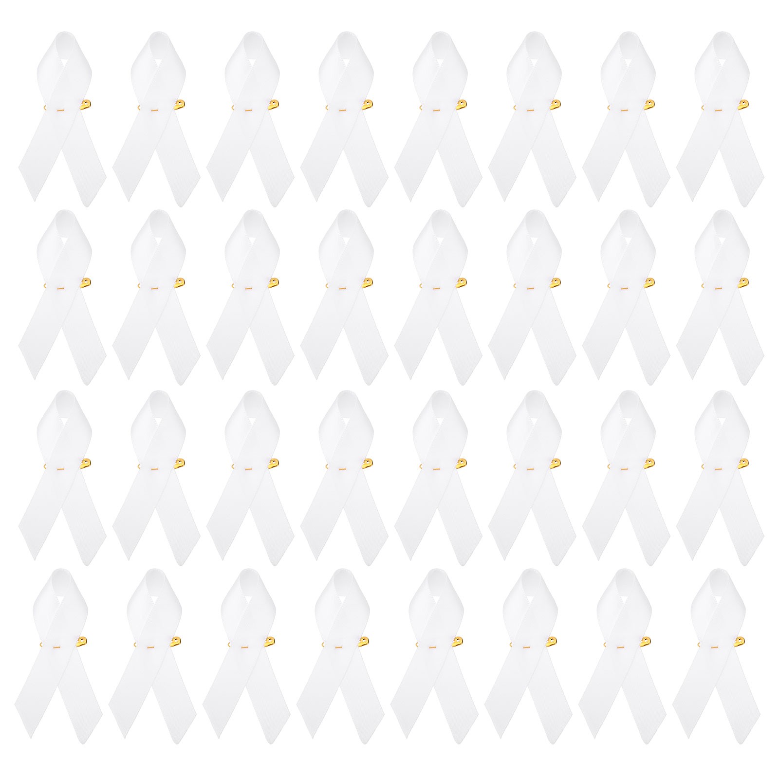50 Pieces White Polyester Ribbon Satin with Safety Pins
