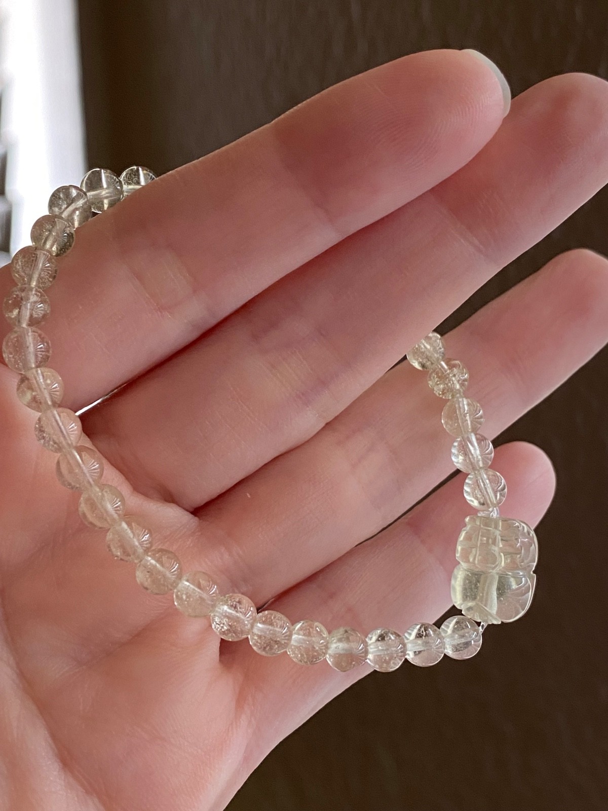 Libyan Desert Glass Pixiu Bracelet LDG Golden Crystal Stretch Bracelet
