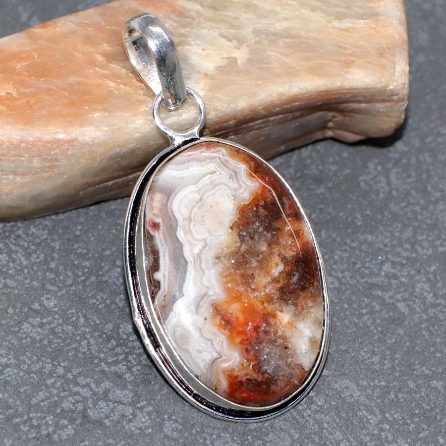 925 Silver Plated Mexican Laguna Lace Ethnic Pendant Jewelry Size 2″ GW