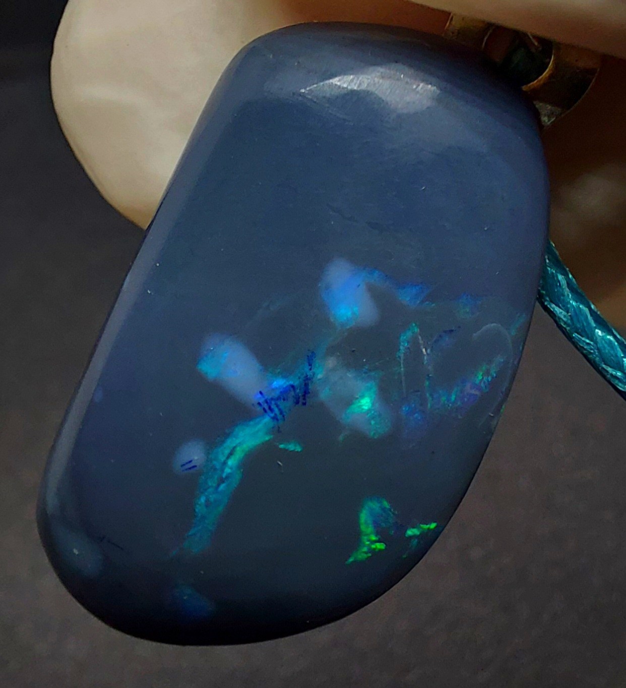 16.31ct Huge Solid Black Opal Lightning Ridge Vibrant Galaxy Polished Pendant✨️