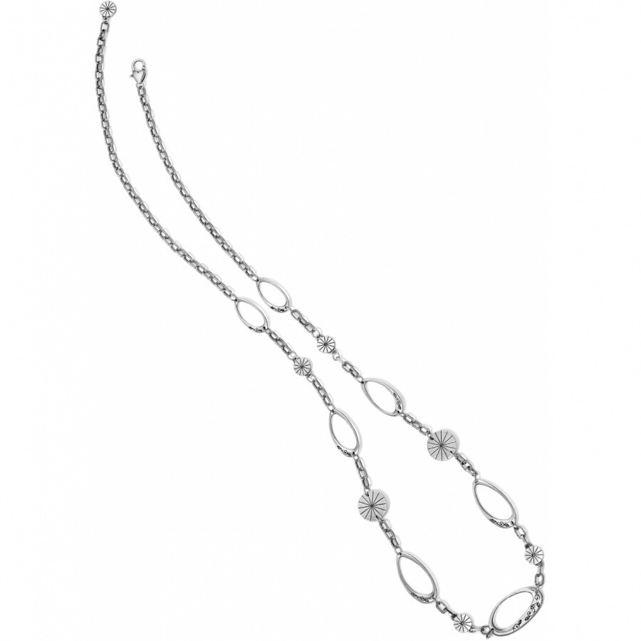 NWT Brighton ORBIT Silver Etched Disc Eliptical Link Long Necklace MSRP $98